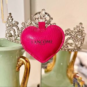 Lancôme 3D Stuffed Fuchsia Leather Heart Keychain/Bag Charm